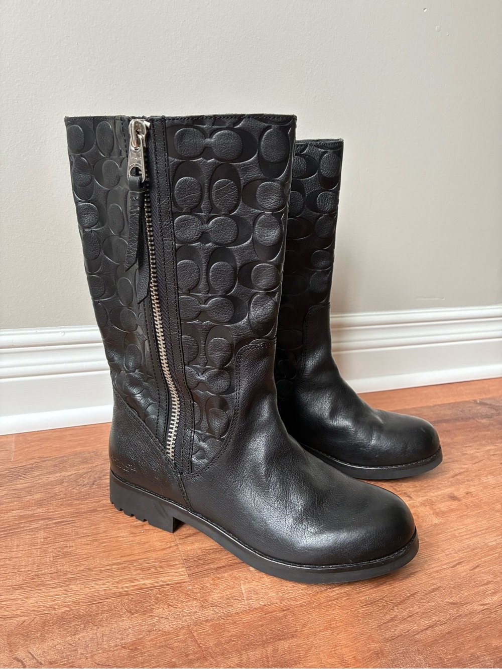 Coach Valentine Leather Signature Monogram Embossed Boots, A7785 - Picture 2 of 15